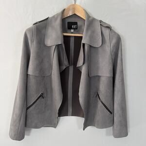 Faux Suede Waterfall Moto Jacket Gray KUT from the Kloth Size Women’s Size Small
